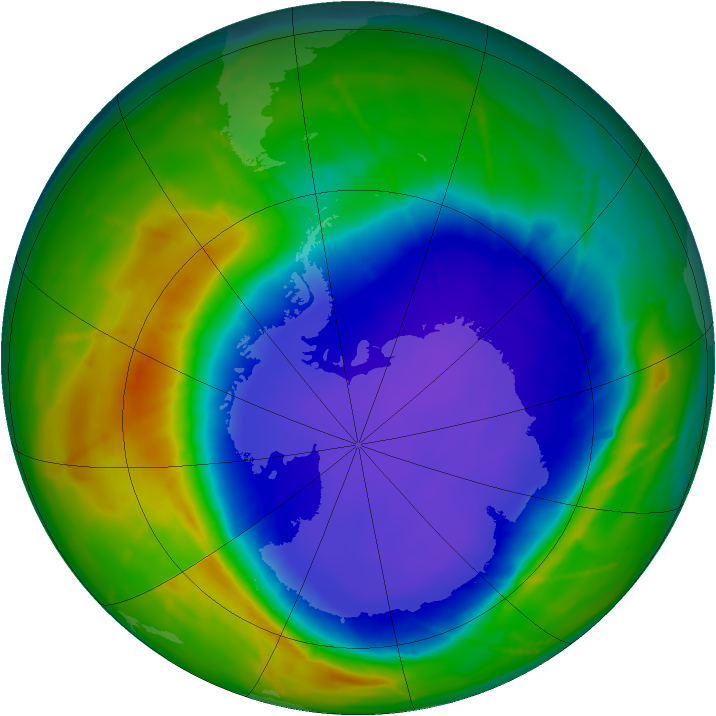 Antarctic ozone map for 27 September 2010